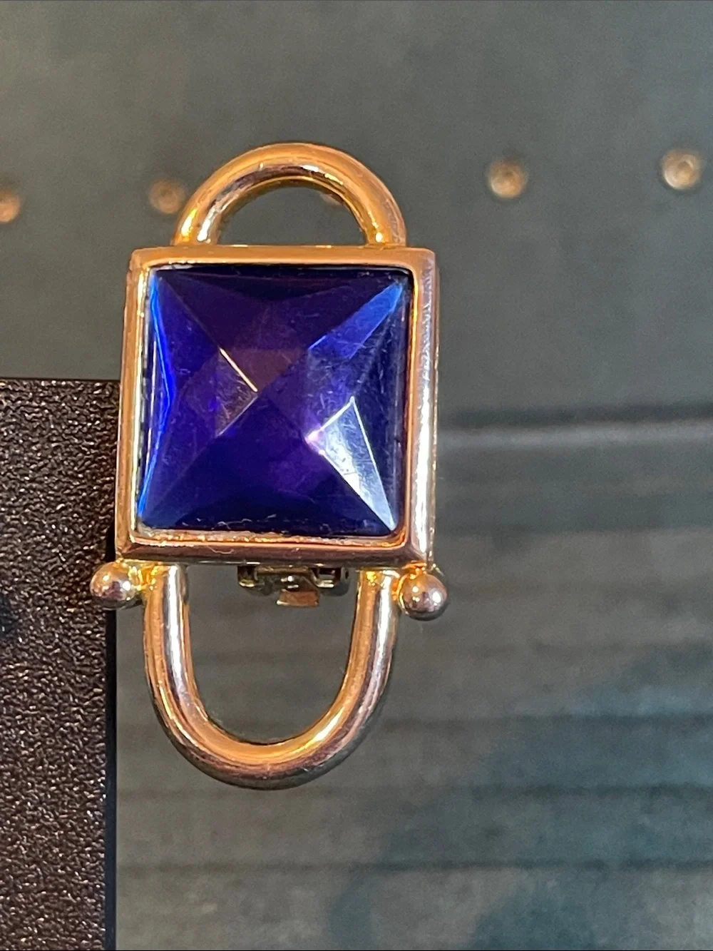 Vintage Paolo Gucci Sapphire Blue 1980’s Runway Aesthetic Clip On Earrings